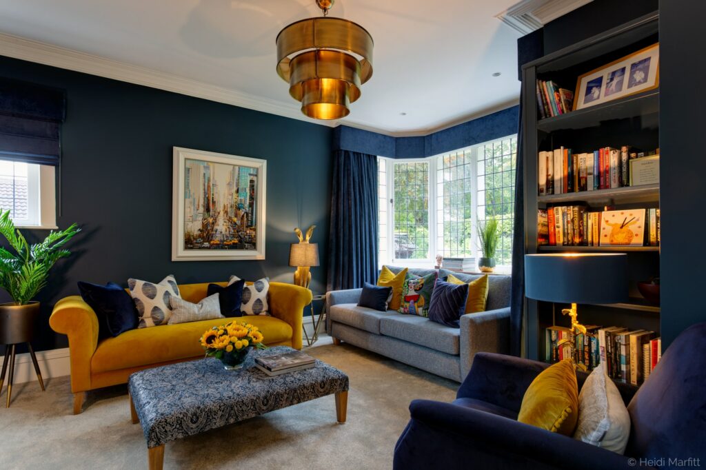 Bespoke bookshelves mean that this cosy sitting room can house the family's treasures