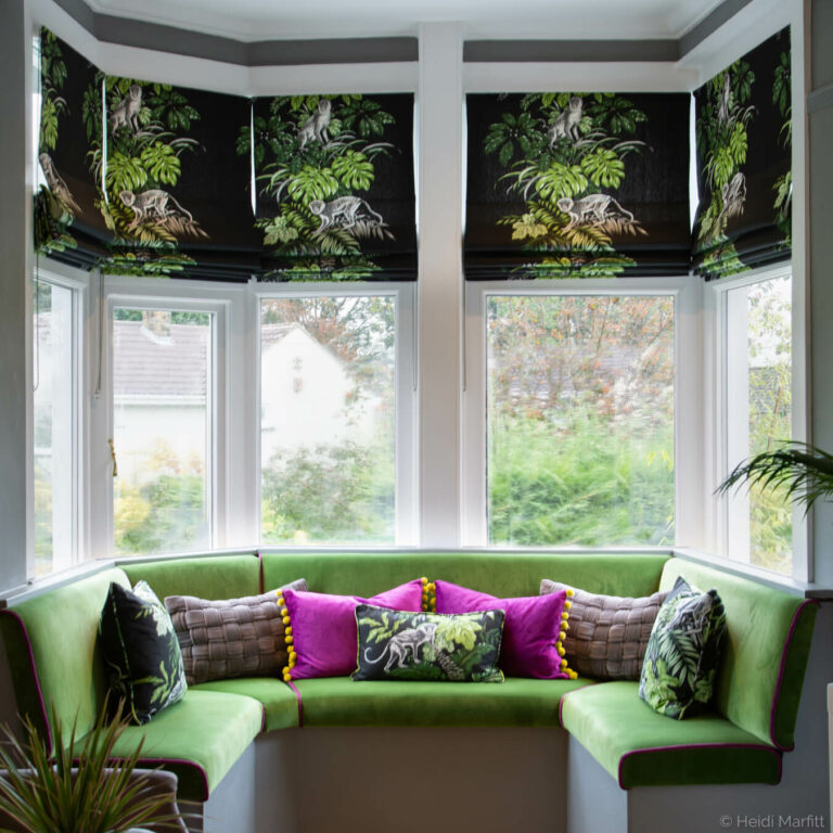 Botanical prints bring this window seat to life